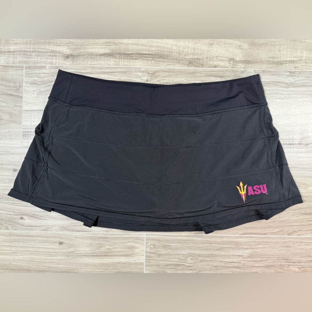 Lululemon Pleated Midrise Black ASU Athletic Skirt